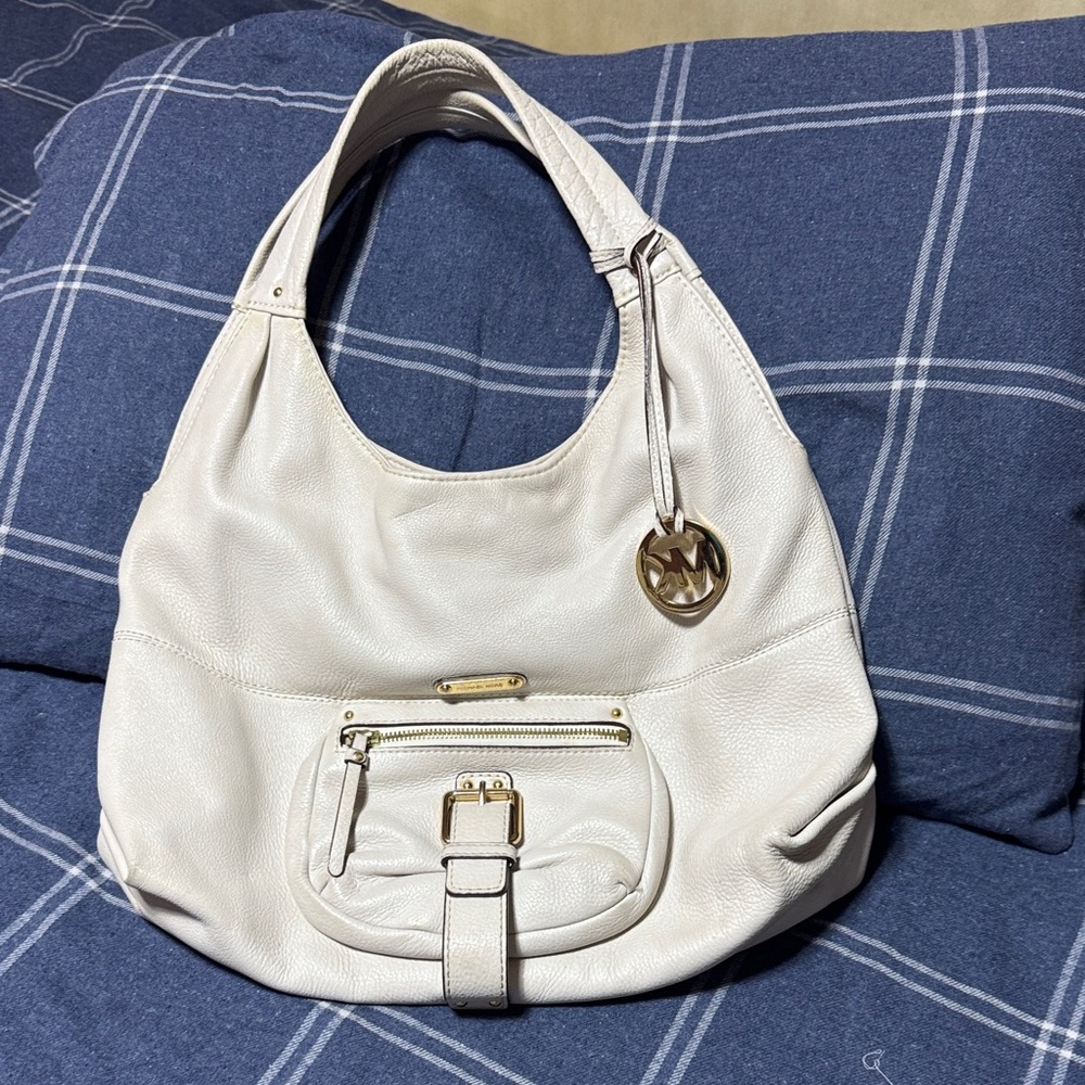 Michael Kors Cream Hobo Bag with Gold Accents